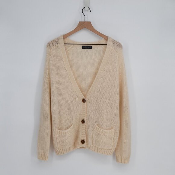 American Apparel Sweaters - American Apparel Mohair Blend Cardigan Beige Womens One Size Loose Knit Sweater